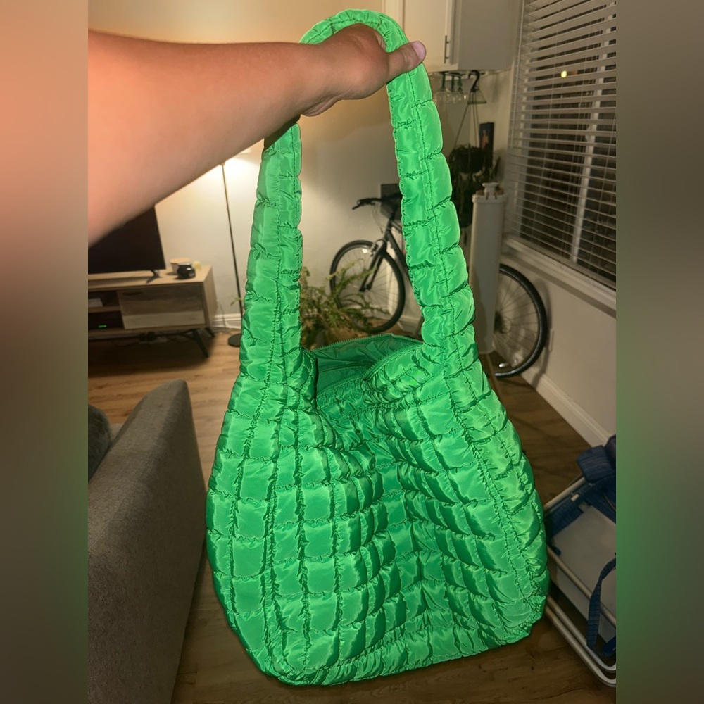 Free People Bright Green Quilted Shoulder Bag